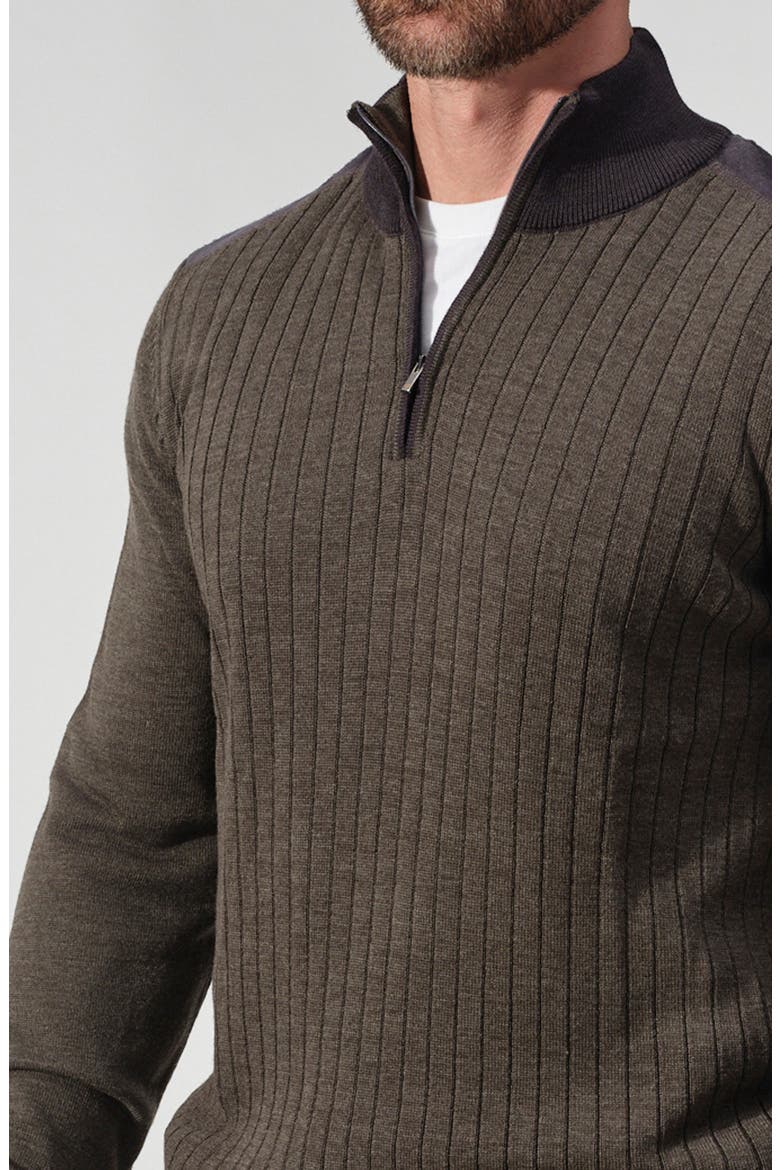 Cortona Ribbed Half-Zip Sweater, Alternate, color, BROWN