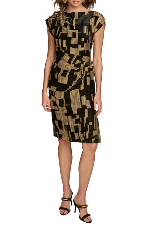 Donna Karan New York Metallic Geo Print Dress in Black/Gold Multi 