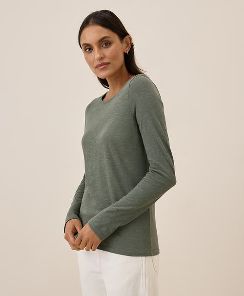 Pact Organic Cotton Featherweight Slub Long Sleeve Tee In Castor Grey