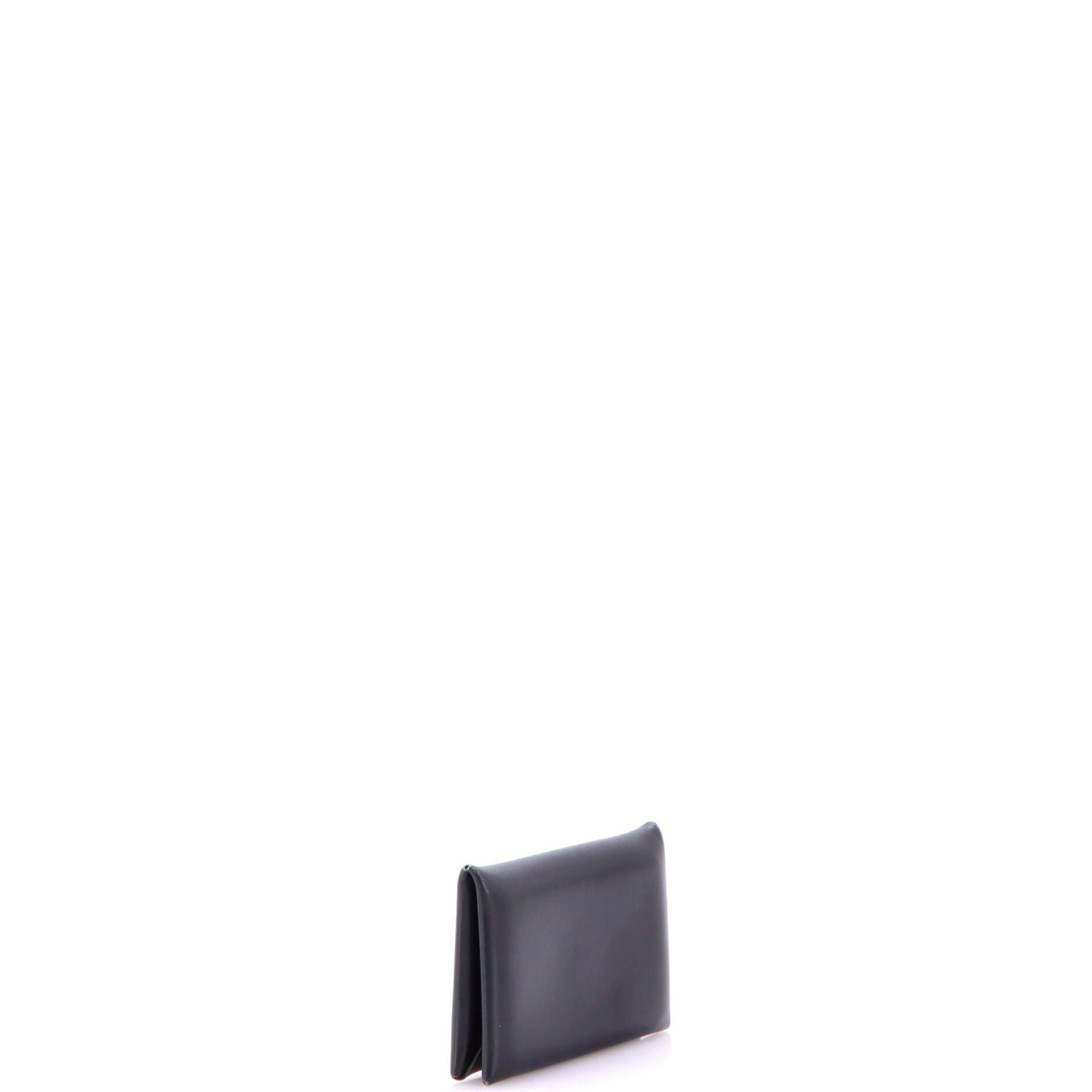 Pre-Owned Hermes Calvi Duo Card Holder Box Calf, Alternate, color, Noir