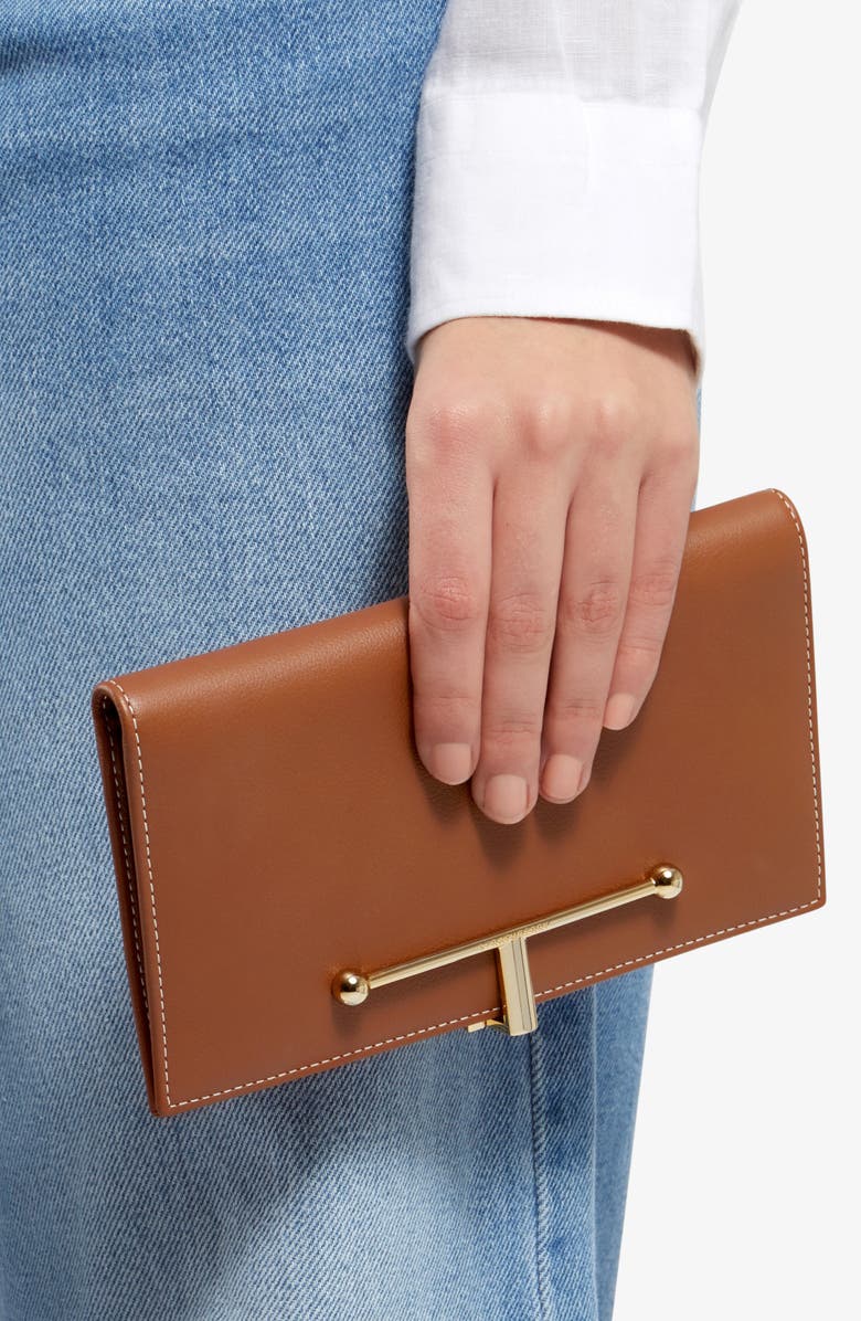 Strathberry Large Melville Street Leather Wallet, Alternate, color, Chestnut - Vanilla Stitch