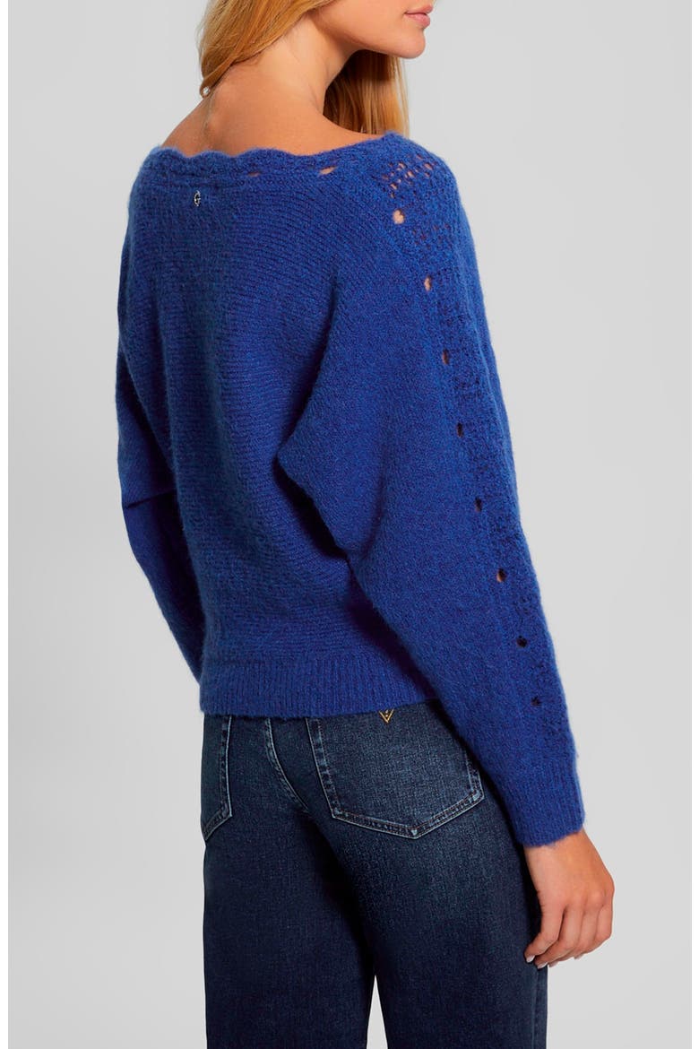 Malorie Pointelle Detail Dolman Sleeve Sweater, Alternate, color, SURFING BLUE