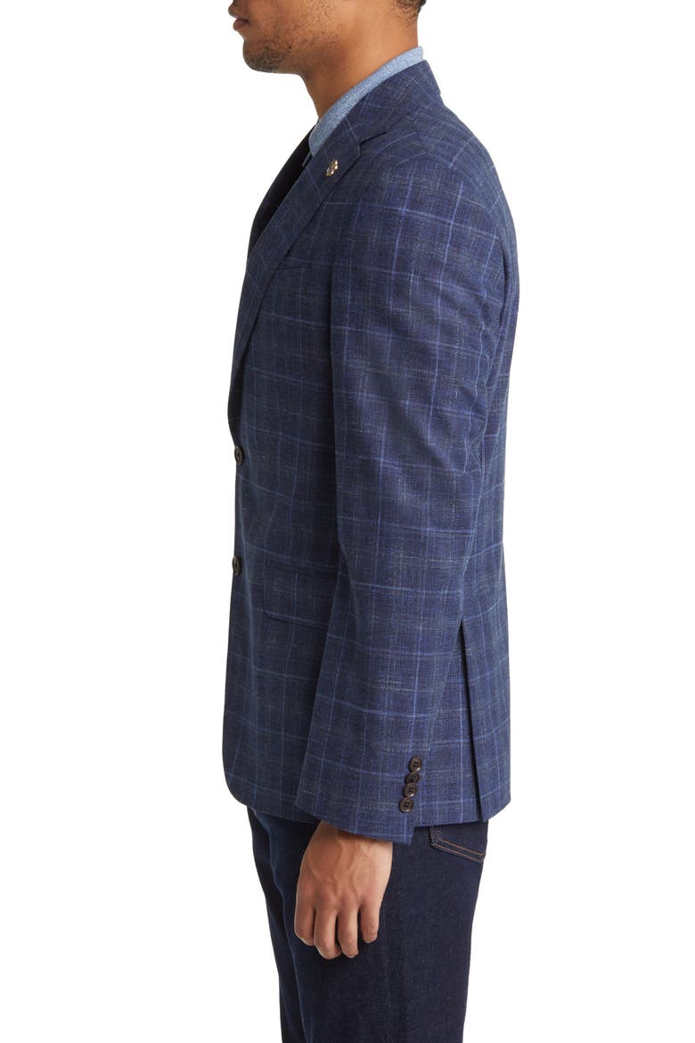 Ralph Extra Slim Fit Plaid Stretch Wool Blend Sport Coat, Alternate, color, NAVY