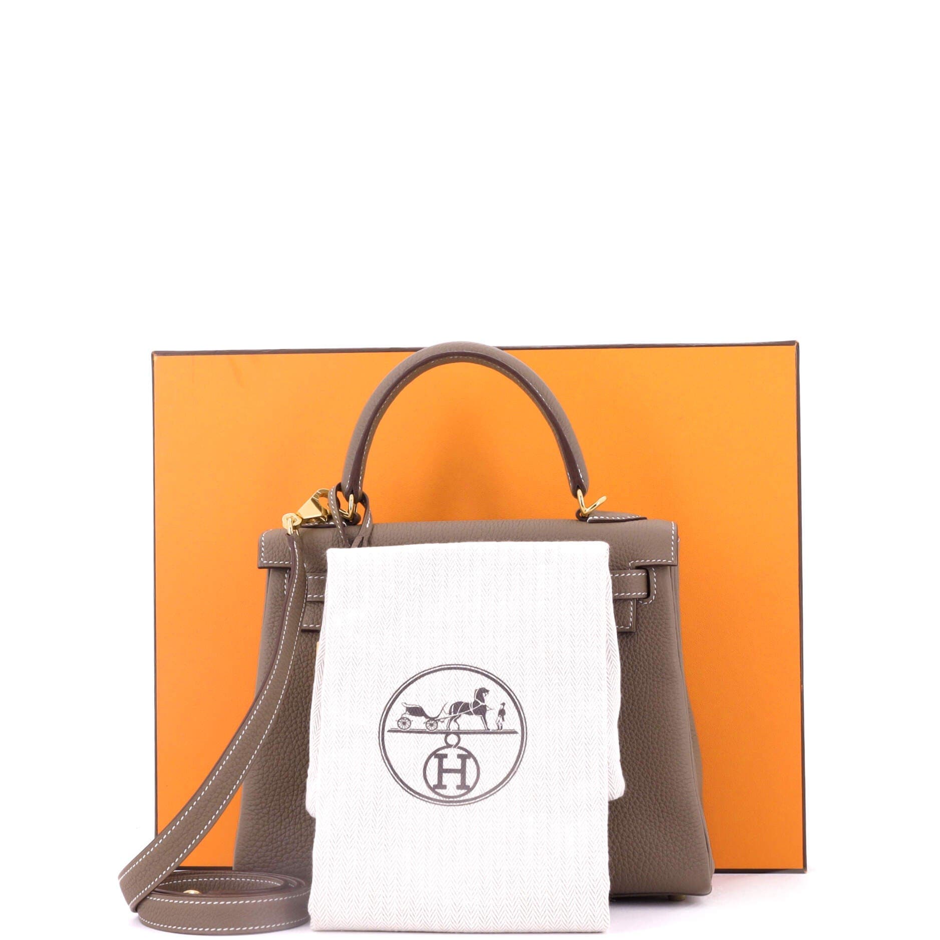 Pre-Owned Hermes Kelly Handbag Grey Togo with Gold Hardware 25, Alternate, color, Etoupe