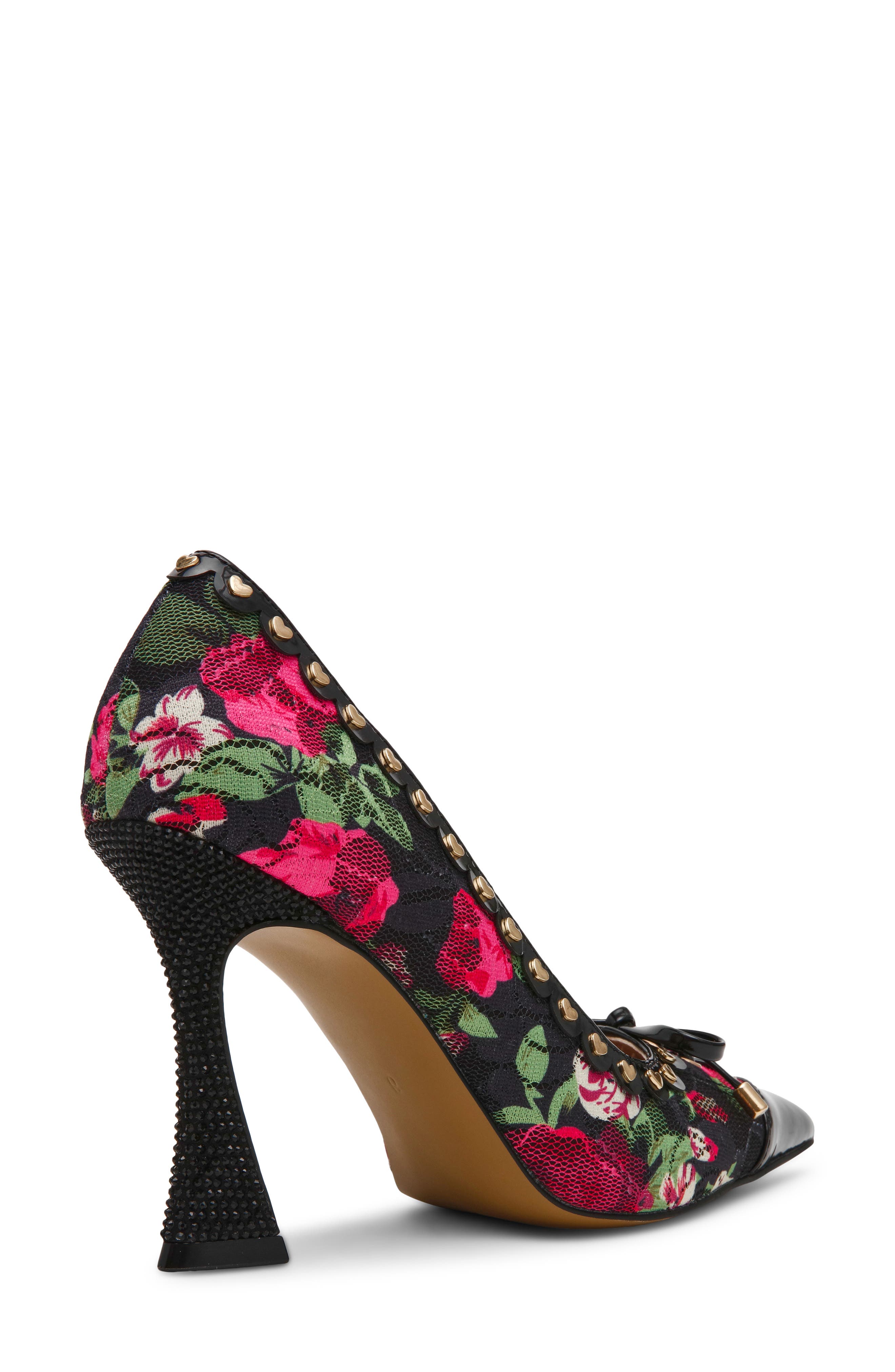 Jovi Studded Pointed Toe Pump, Alternate, color, BLACK ROSE