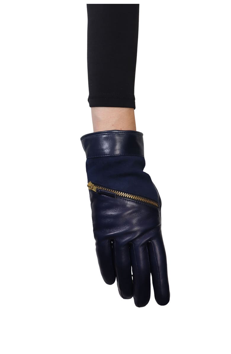 Paula Rowan Jacqueline 2 Cashmere Lined Leather Gloves, Alternate, color, Navy