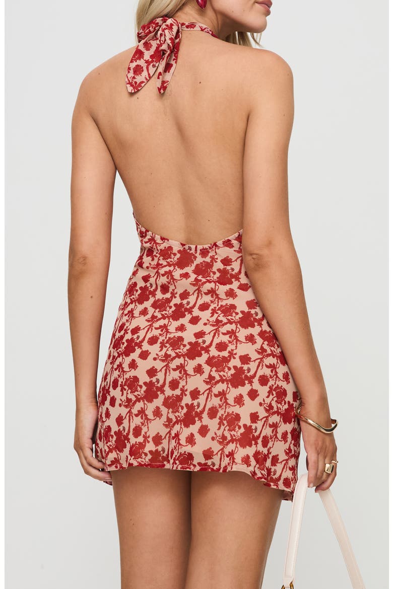 Neelia Floral Halter Minidress, Alternate, color, RED