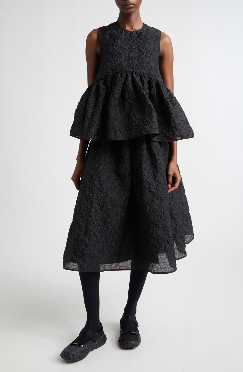 Cecilie Bahnsen Cora Grasmere Matelassé Babydoll Top, Alternate, color, Black Grasmere Matelass