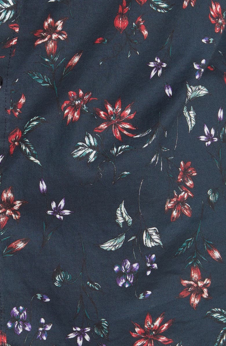 Original Penguin Floral Short Sleeve Stretch Button-Down Oxford Shirt, Alternate, color, 