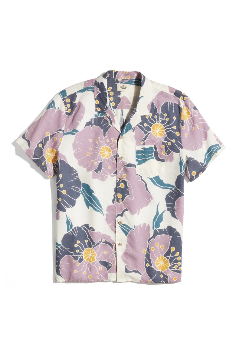 Floral Resort Shirt, Alternate, color, PURPLE LARGE FLORAL PRINT