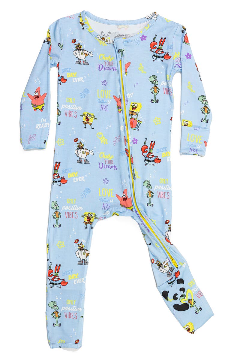 Bellabu Bear x SpongeBob<sup>®</sup> Good Vibes Fitted Convertible One-Piece Pajamas, Main, color, 