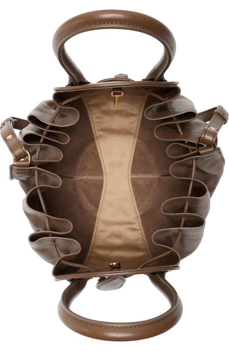 Marni Small Tulipea Leather Handbag, Alternate, color, Marmot