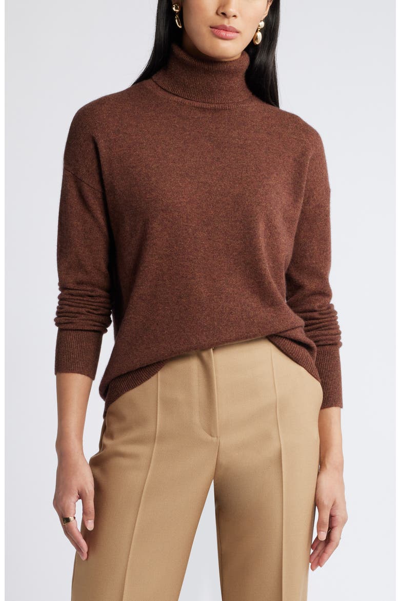 Cashmere Turtleneck Sweater, Main, color, BROWN BRICK