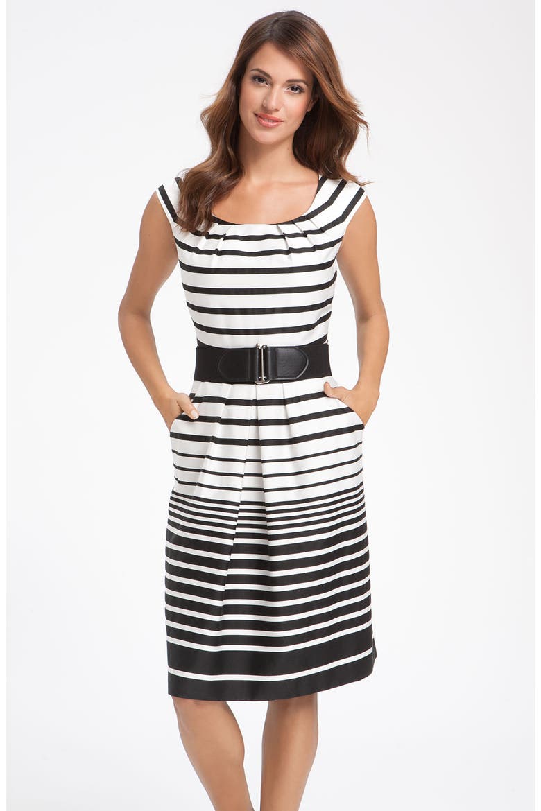 by Arthur S. Levine Stripe Cotton Dress, Main, color, BLACK/ WHITE