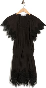 Ramy Brook Arielle Lace Trim Short Sleeve Dress