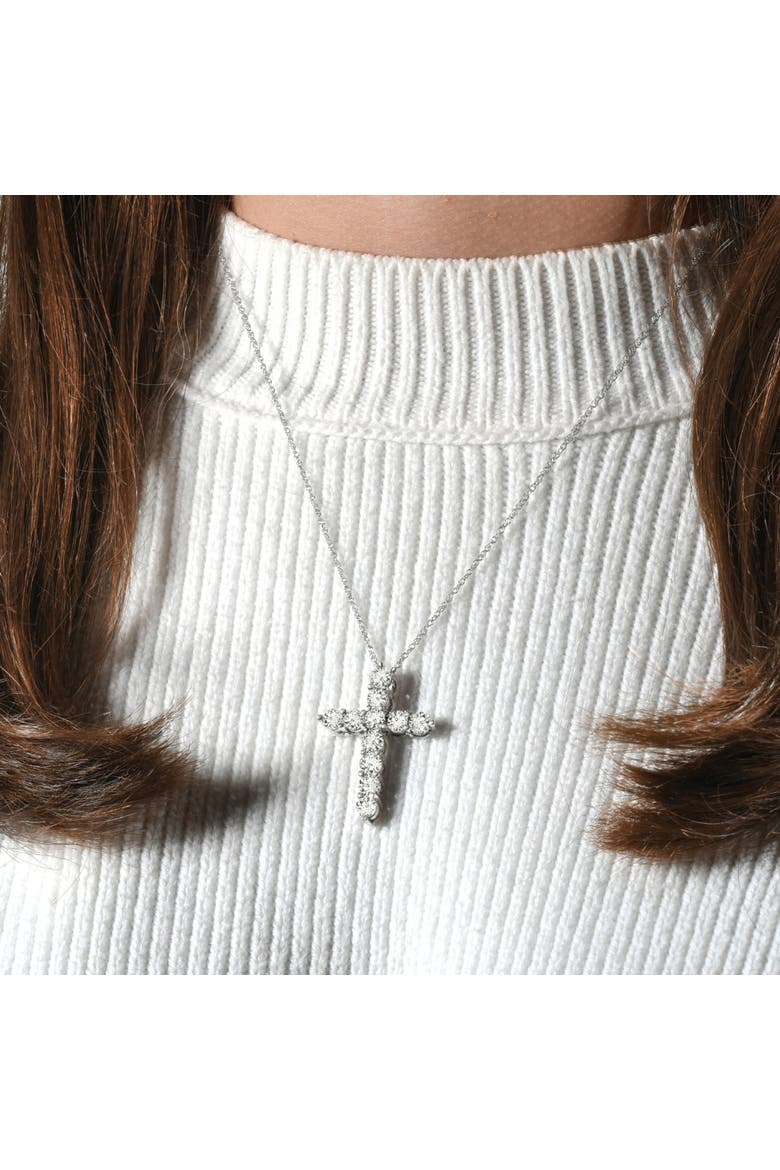 4Ct TW Diamond Cross Pendant 14k Gold Women's 18" Necklace Lab Grown, Alternate, color, Yellow Gold