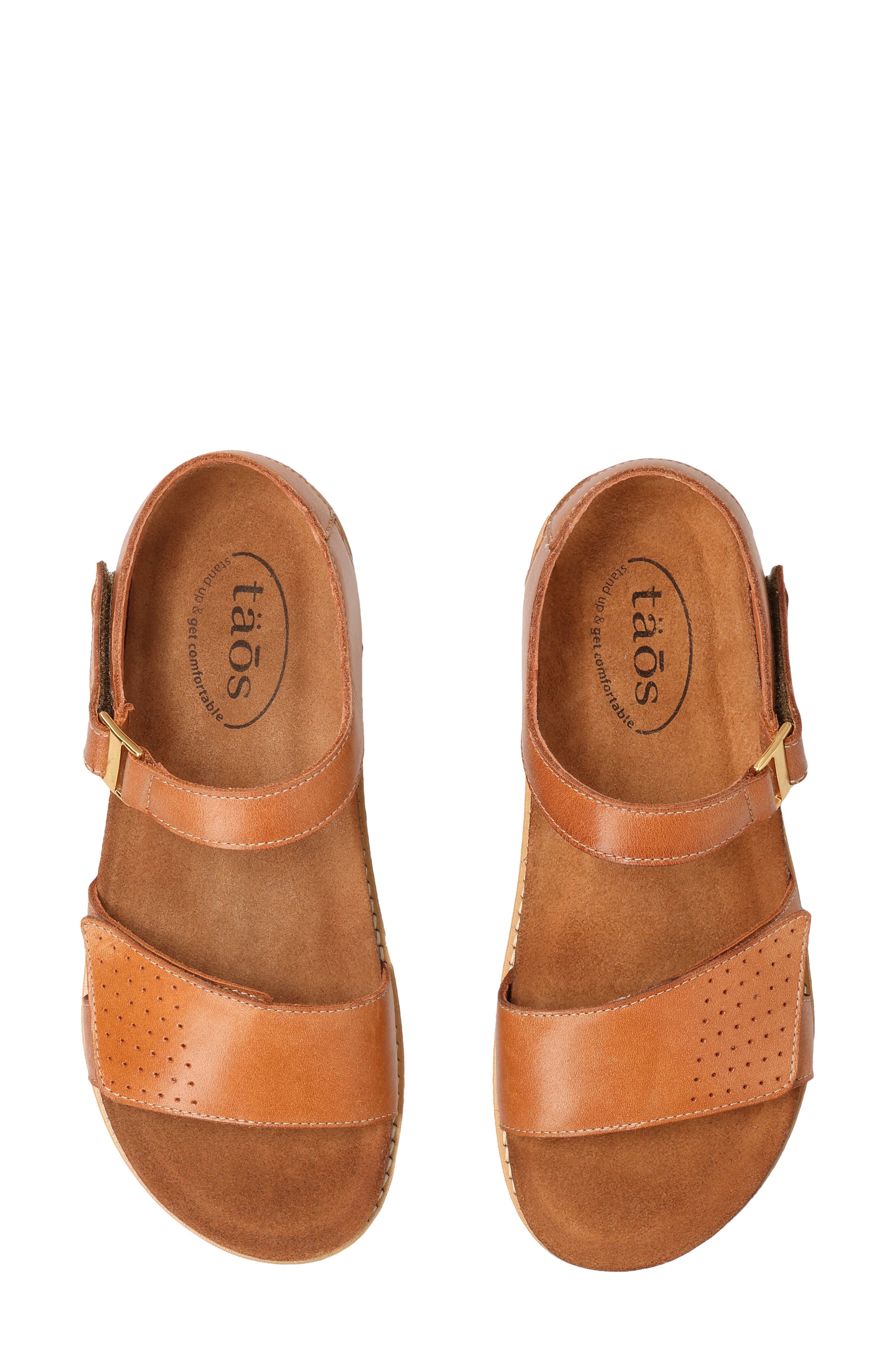 Taos Modern Ankle Strap Platform Wedge Sandal, Alternate, color, Caramel