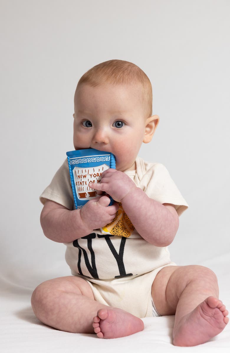 PiccoliNY Greek Coffee Cup Natural Rubber Teether, Alternate, color, Blue