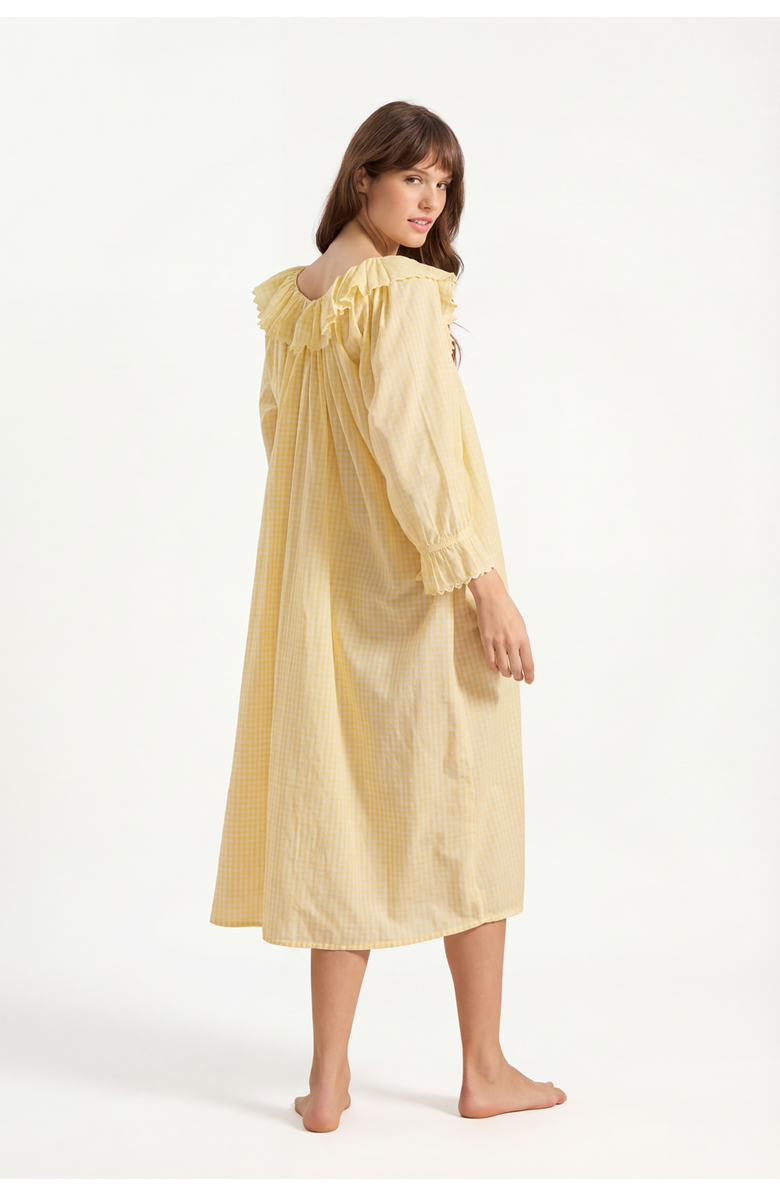 If Only If Pandora Gingham Nightdress, Alternate, color, Buttercup Yellow