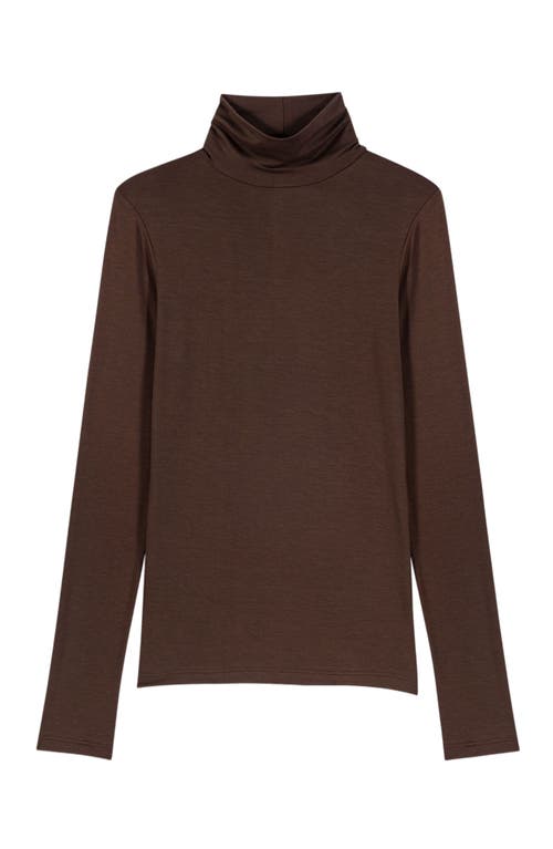 Maje Roll Neck T-shirt In Brown