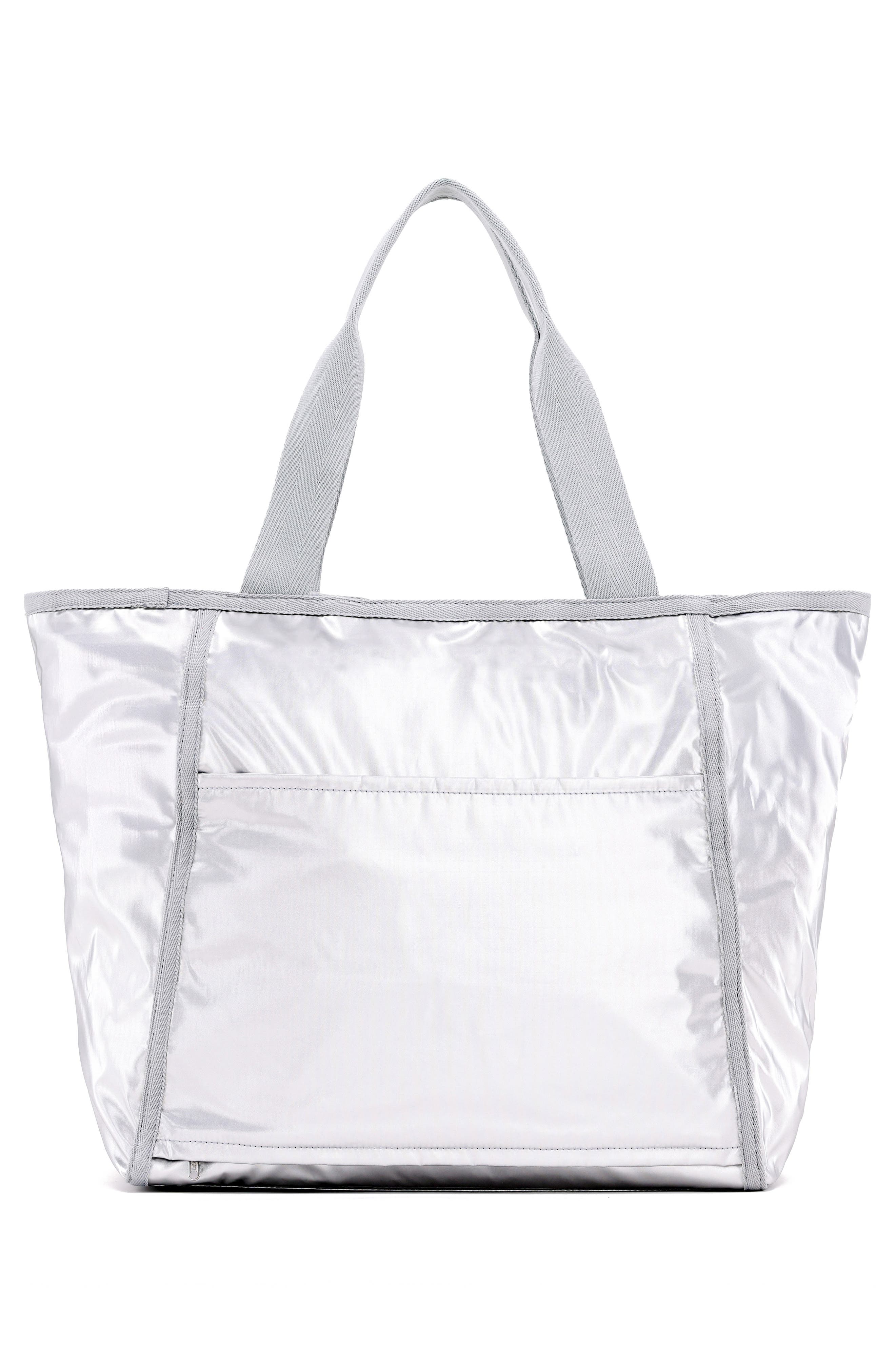 Shine Classic Nylon Tote, Alternate, color, SILVER SHINE