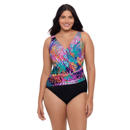 Trimshaper Addison Surplice One-piece Control Swimsuit In Multi