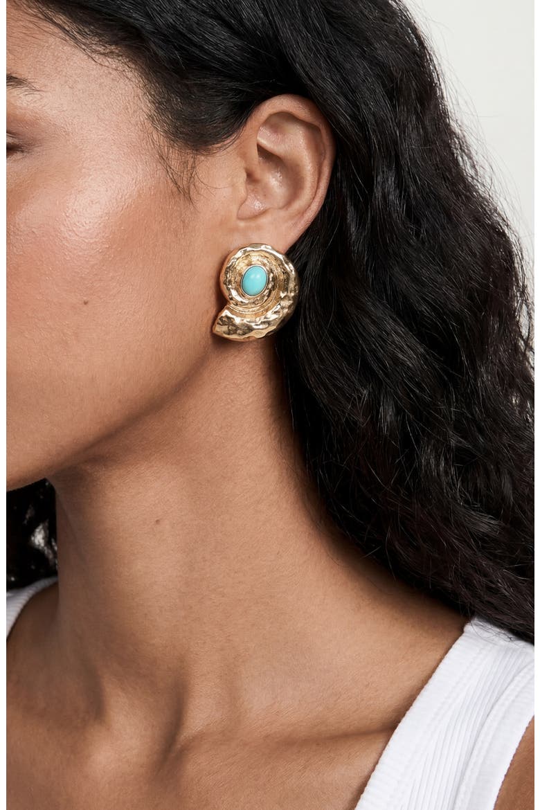 Reconstituted Turquoise Conch Shell Stud Earrings, Alternate, color, TURQUOISE