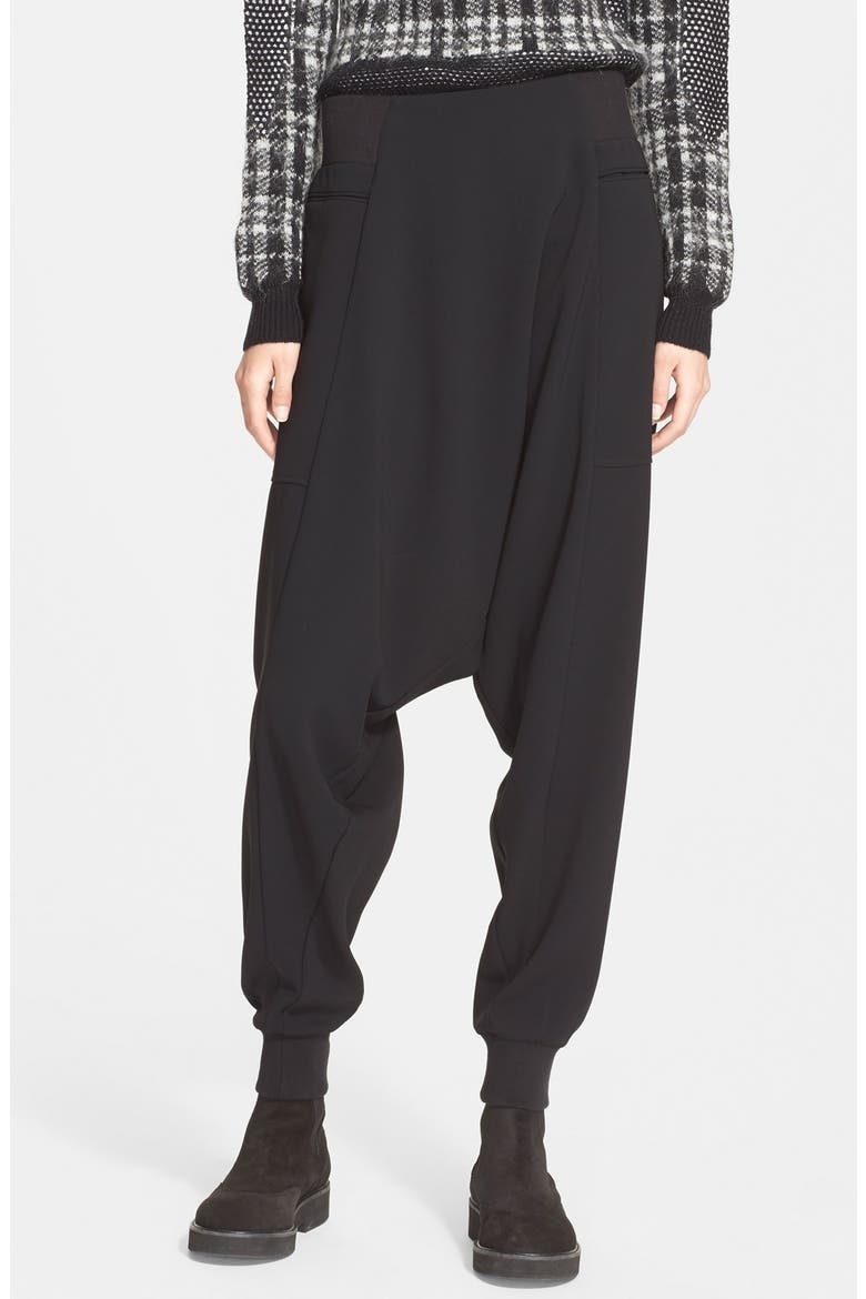 'Lobo' Crepe Drop Crotch Pants, Main, color, BLACK