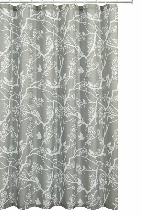 Birds Breeze Textured Waffle Weave Shower Curtain