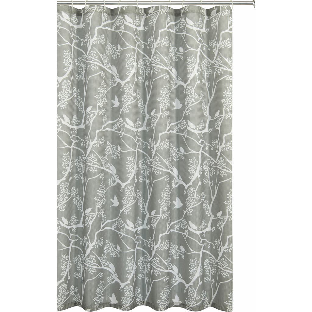 Dainty Home Birds Breeze Textured Waffle Weave Shower Curtain In Gray