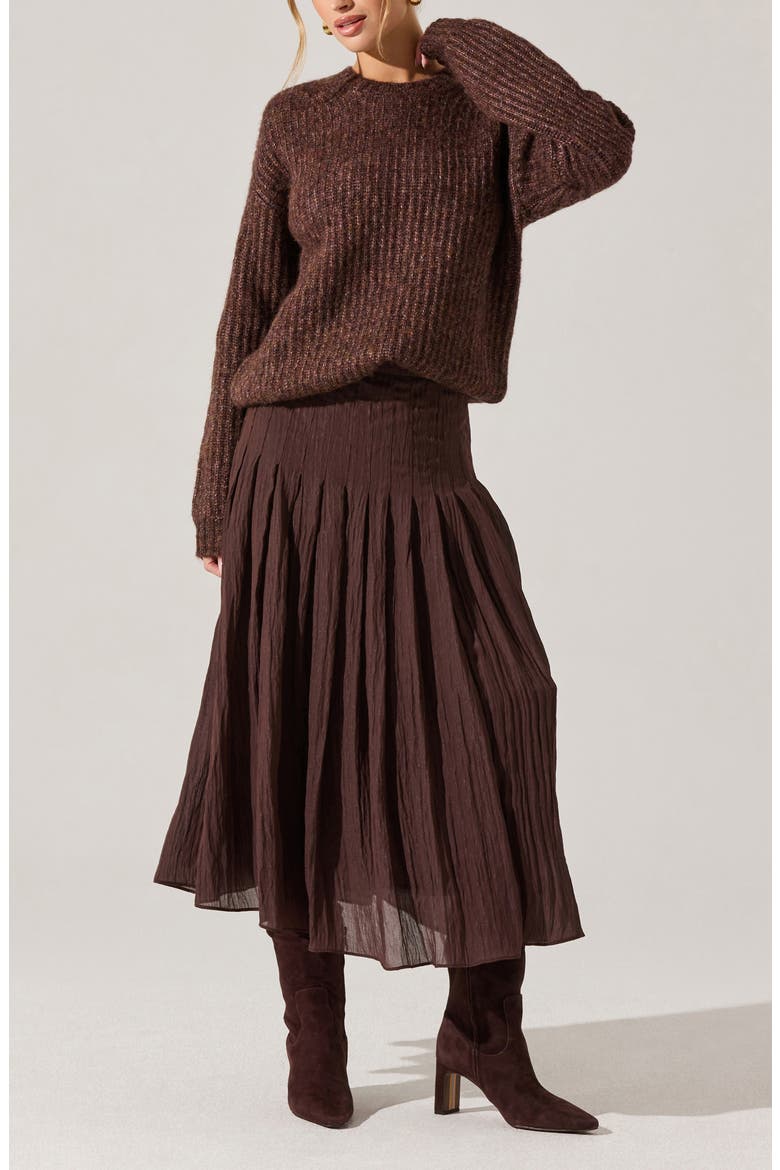 Daivini Metallic Pleated Skirt, Alternate, color, BROWN