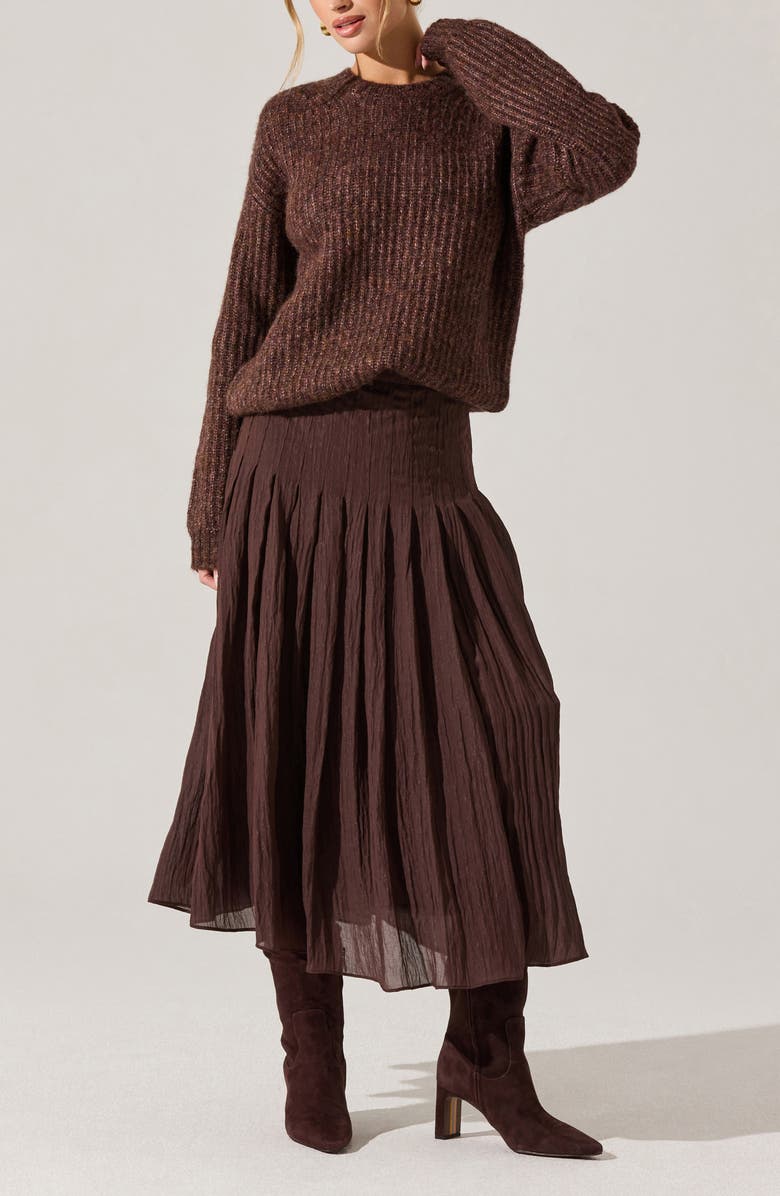 ASTR the Label Daivini Metallic Pleated Skirt, Alternate, color, Brown