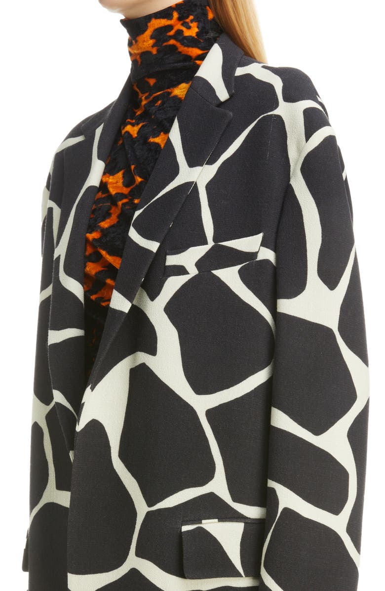 Dries Van Noten Giraffe Print Wool Crepe Blazer, Alternate, color,