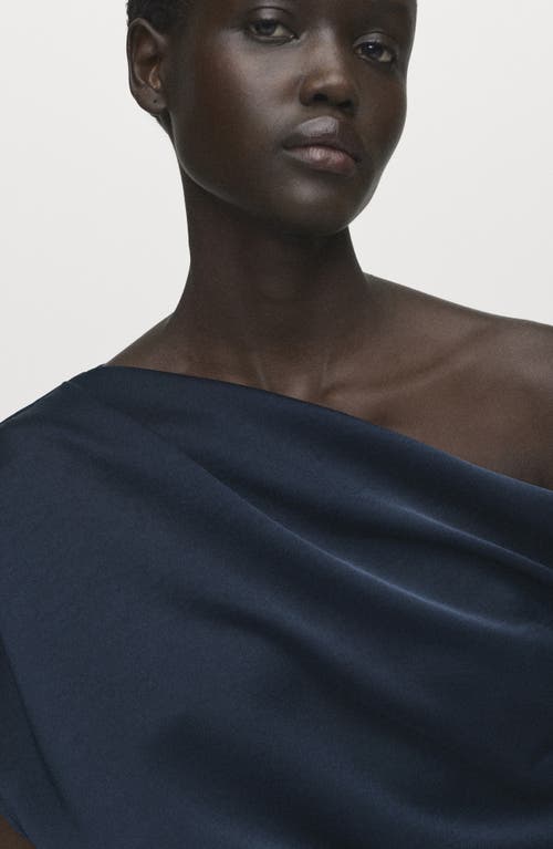 Mango Asymmetric One-shoulder Midi Dress In Blue