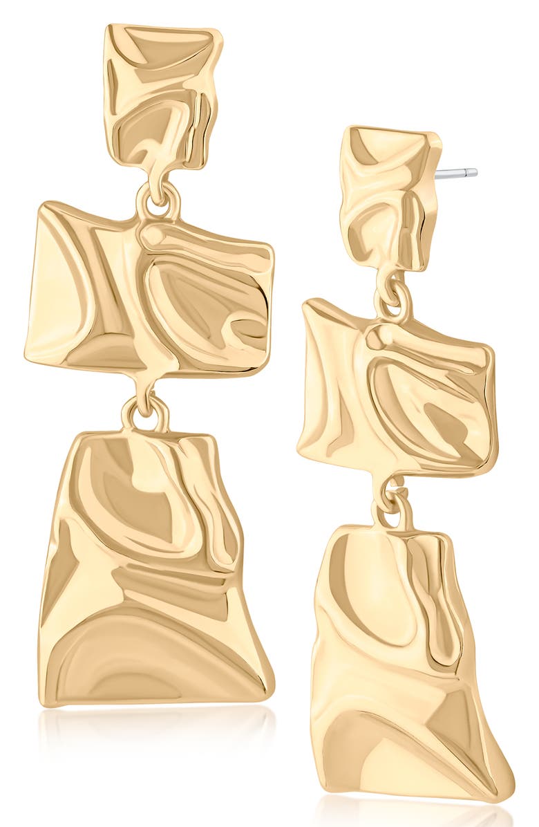 JARDIN Ripple Triple Drop Earrings, Main, color, Gold