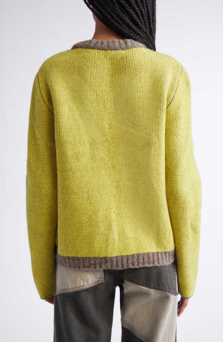 Eckhaus Latta Gender Inclusive Colorblock Merino Wool Blend Sweater, Alternate, color, Finch