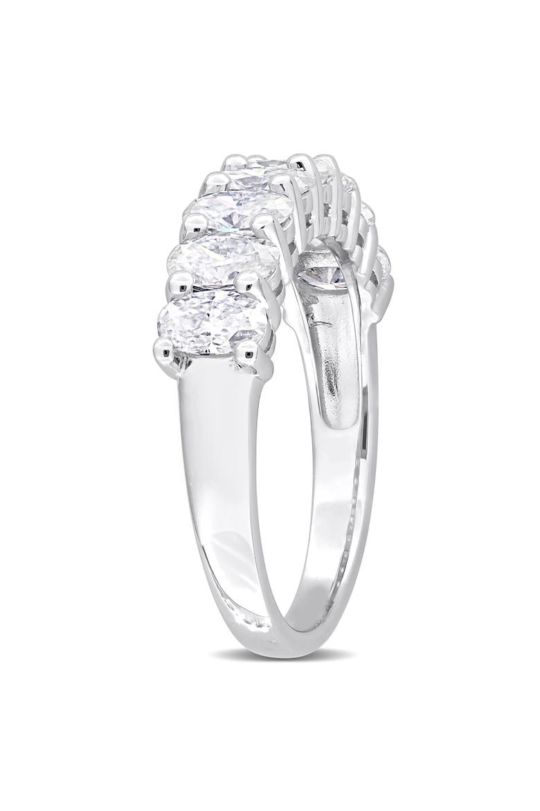 Sterling Silver Created Moissanite Oval Band Ring, Alternate, color, WHITE/ SILVER