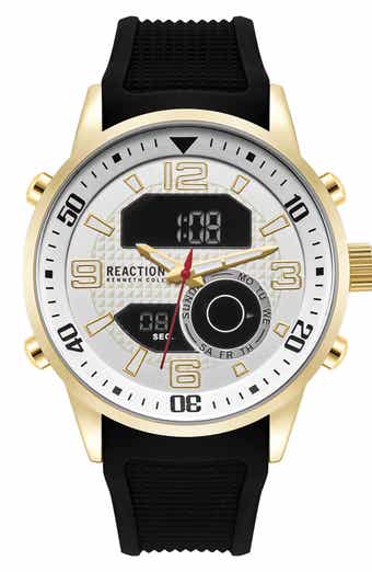 Kenneth Cole Reaction Analog Digital Silicone Strap Chronograph Watch, 46mm
