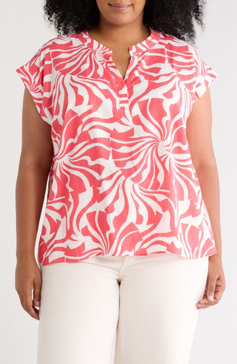 Split Neck Cap Sleeve Top
