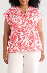 Vince Camuto Split Neck Cap Sleeve Top