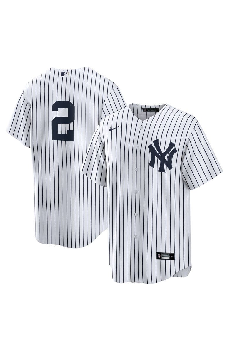 Nike Men's Nike Derek Jeter White/Navy New York Yankees Replica Jersey, Alternate, color, 