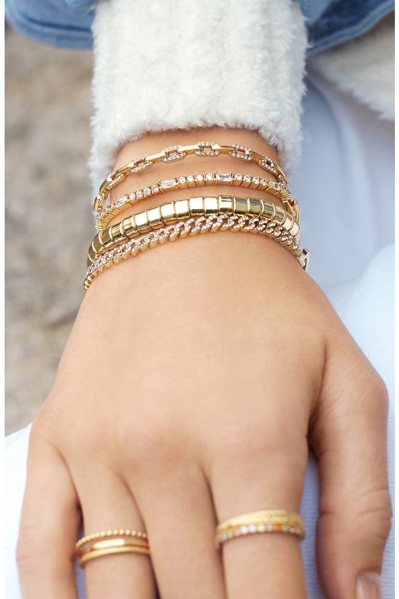 Miley Pavé Curb Chain Bracelet, Alternate, color, GOLD
