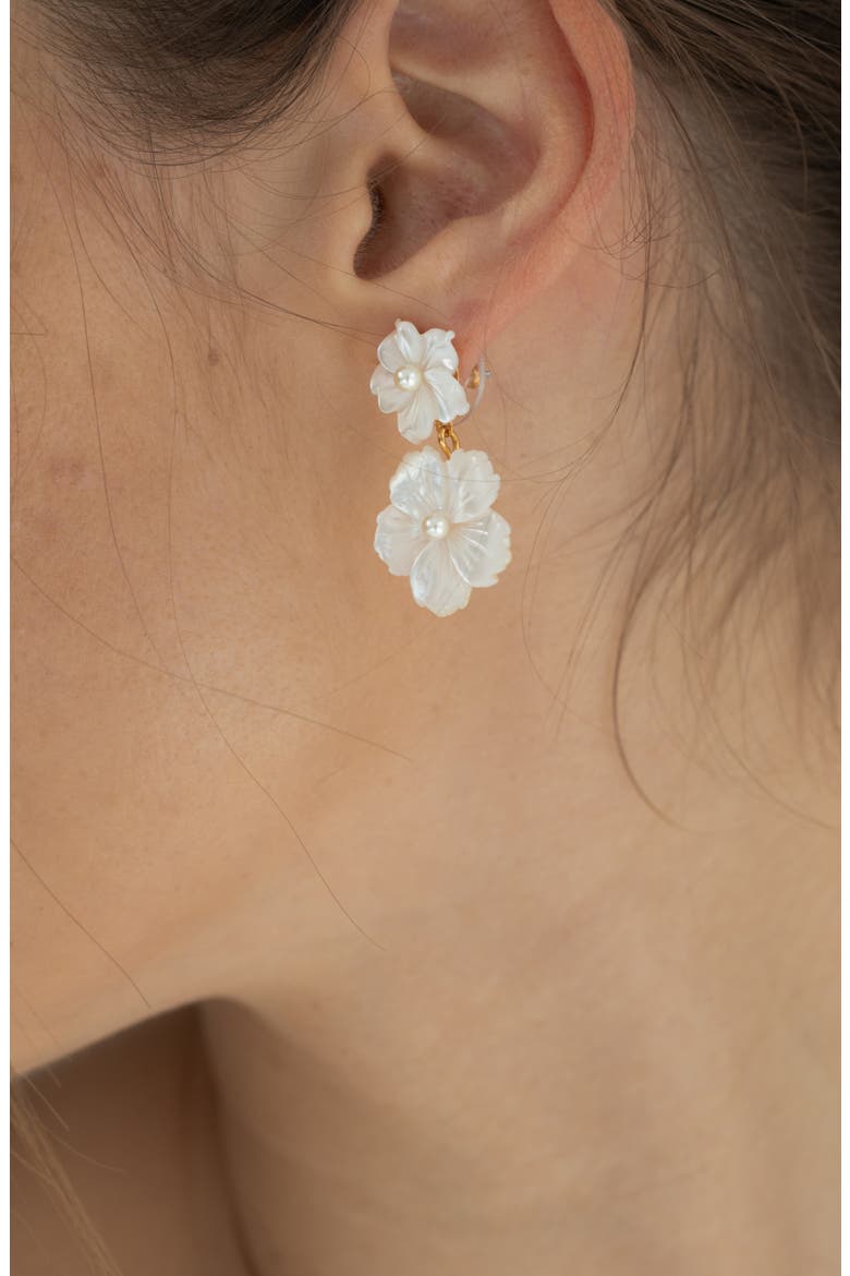 Tibby Floral Mother of Pearl Drop Earrings, Alternate, color, MOTHER OF PEARL