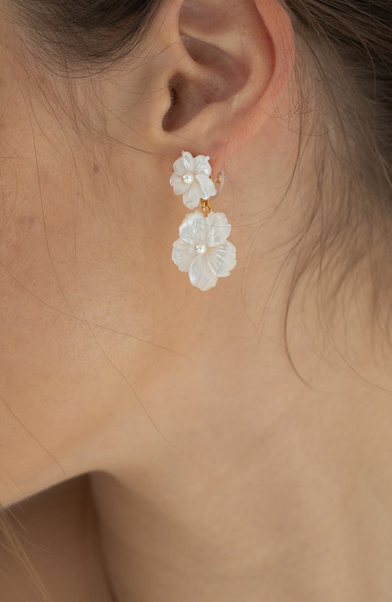 Jennifer Behr Tibby Floral Mother of Pearl Drop Earrings, Alternate, color, Mother Of Pearl