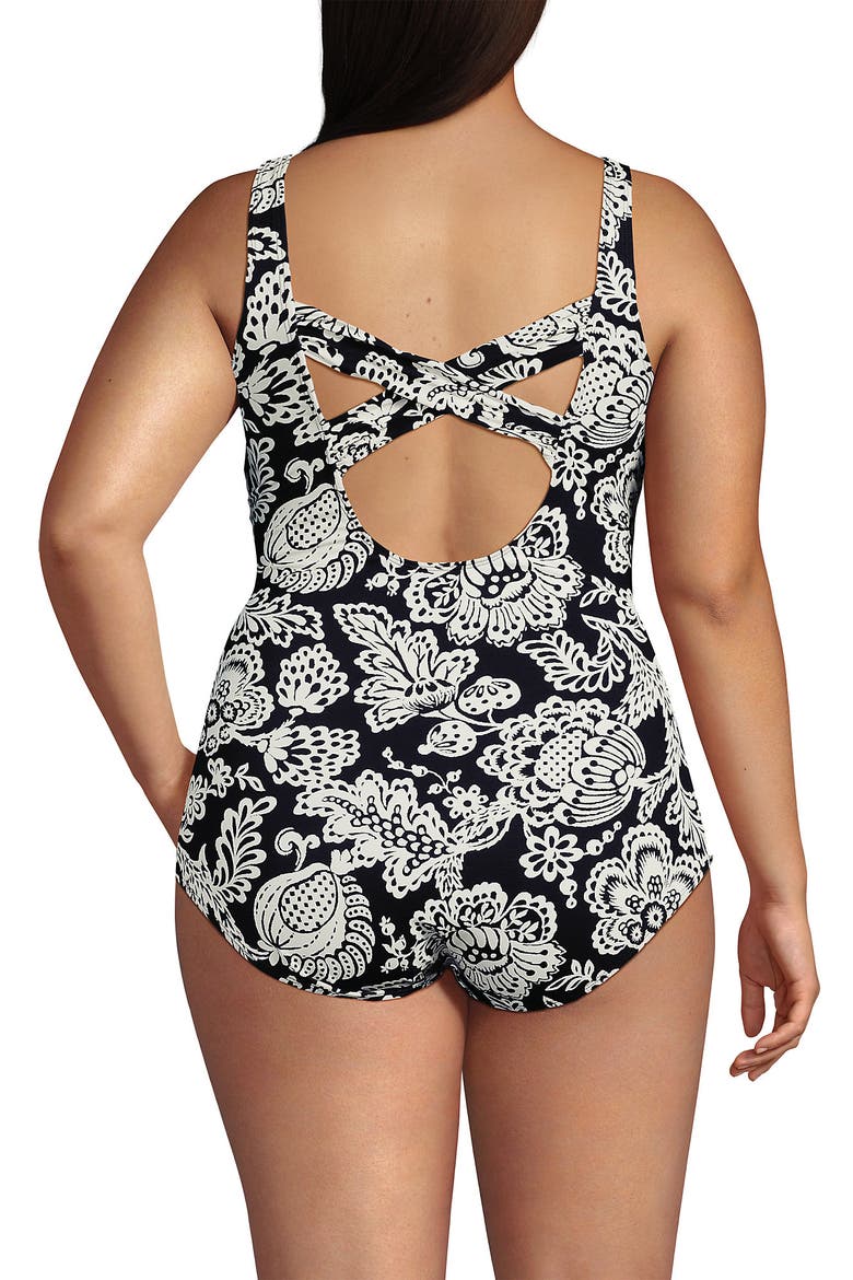 D-Cup Slender Carmela Tummy Control Chlorine Resistant Scoop Neck One Piece Swimsuit, Alternate, color, Floral Medley/Black