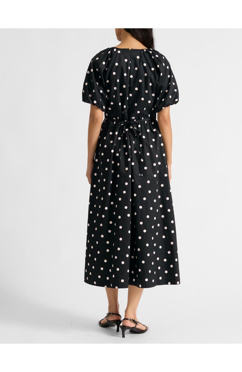 Albaray Large Spot V-Neck Midi Dress, Alternate, color, Black