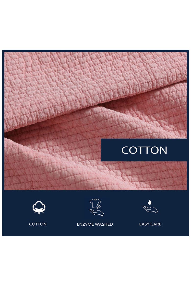 Seashore Stitch Cotton Quilt & Sham Set, Alternate, color, LIGHT / MEDIUM PINK