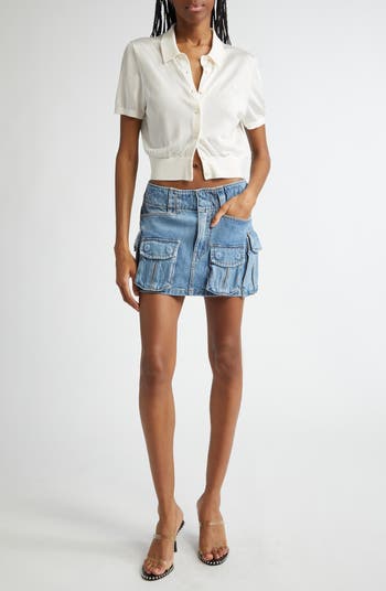 Denim Cargo Miniskirt