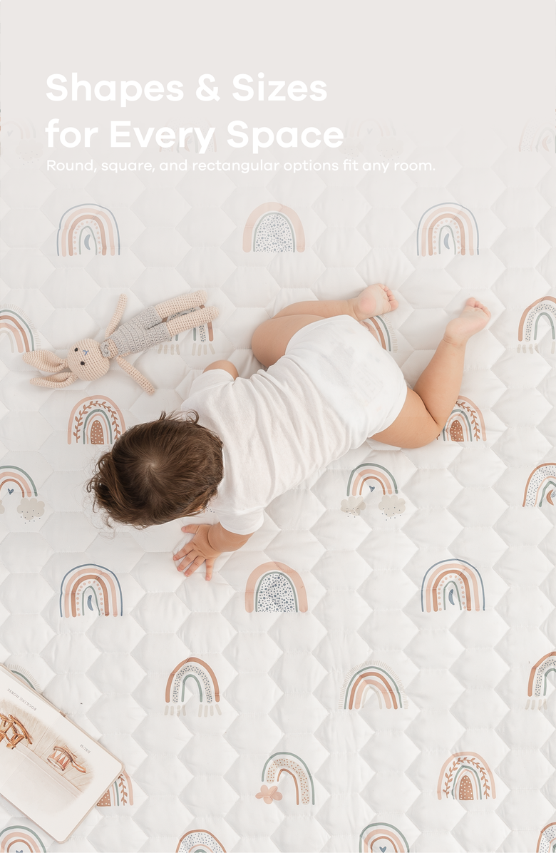 Comfy Cubs Premium Play Mat with Non-Slip Bottom, Rectangle, Alternate, color, Rainbow