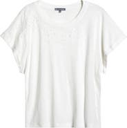 Wit & Wisdom Embroidered Eyelet Cap Sleeve T-Shirt